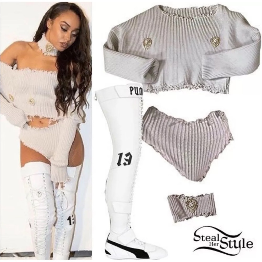 Puma by Rhianna Fenty Eskiva White Over Knee Boots